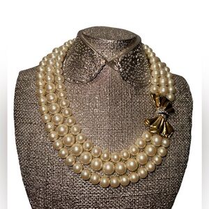 Givenchy Vintage EUC Classic Triple Strand Faux pearl Necklace